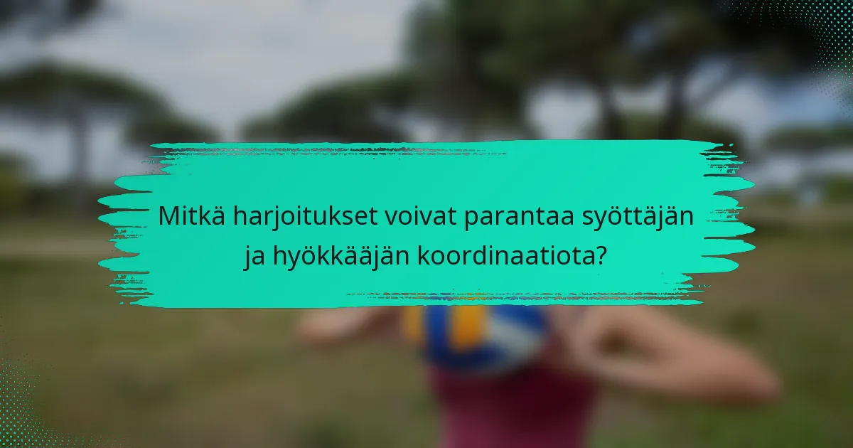 Mitkä harjoitukset voivat parantaa syöttäjän ja hyökkääjän koordinaatiota?